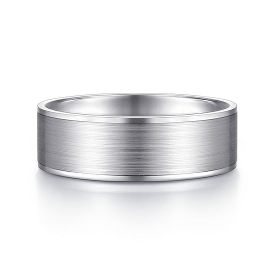 Gabriel - 14K White Gold 7mm - Men's Wedding Band in Satin Finish