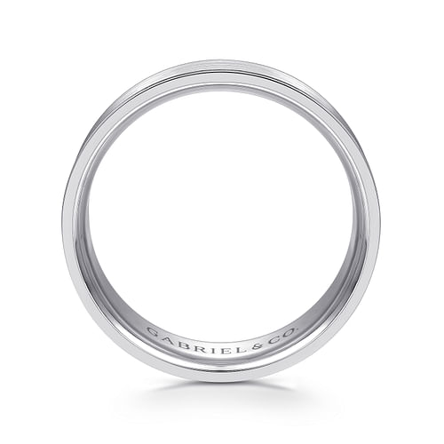 14K White Gold 7mm - Men's Wedding Band in Satin Finish