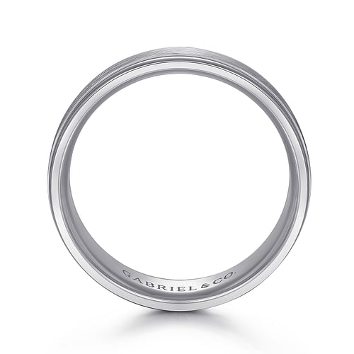 14K White Gold 7mm - Men's Wedding Band in Satin Finish