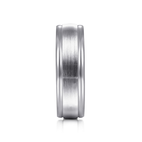 14K White Gold 7mm - Men's Wedding Band in Satin Finish