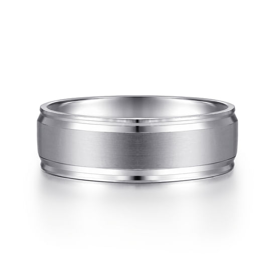 Gabriel - 14K White Gold 7mm - Men's Wedding Band in Satin Finish