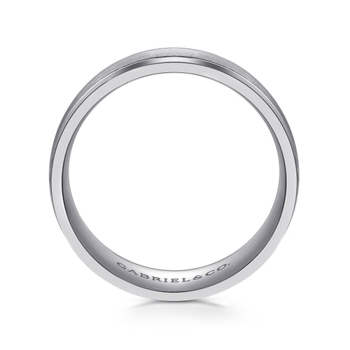 14K White Gold 7mm - Men's Wedding Band in Satin Finish