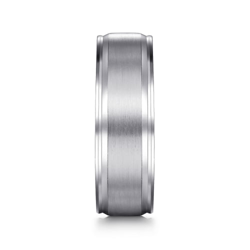 14K White Gold 7mm - Men's Wedding Band in Satin Finish