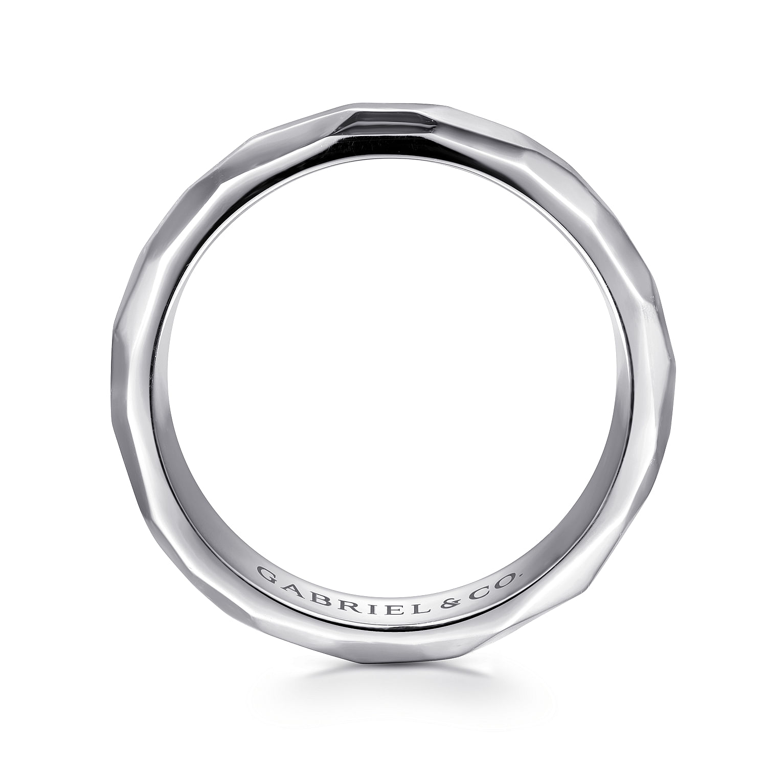 14K White Gold 7mm Mens Wedding Band in High Polished Finish