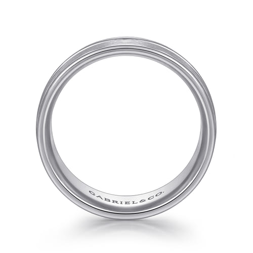 14K White Gold 8mm - Men's Wedding Band in Satin Finish