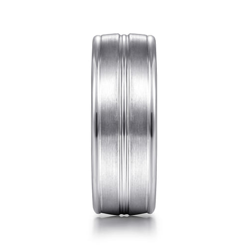 14K White Gold 8mm - Men's Wedding Band in Satin Finish
