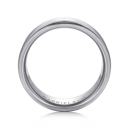 14K White Gold 8mm - Men's Wedding Band in Satin Finish 14K White Gold 8mm - Men's Wedding Band in Satin Finish