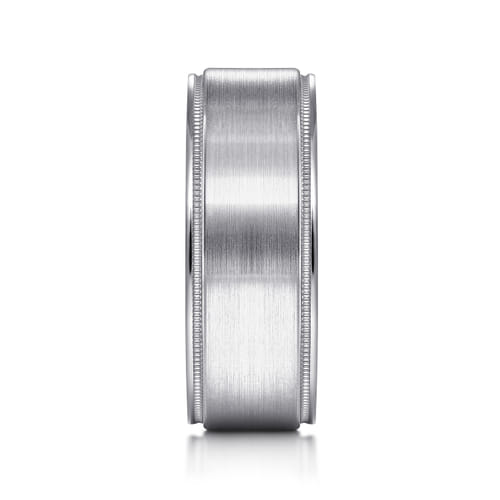 14K White Gold 8mm - Men's Wedding Band in Satin Finish 14K White Gold 8mm - Men's Wedding Band in Satin Finish