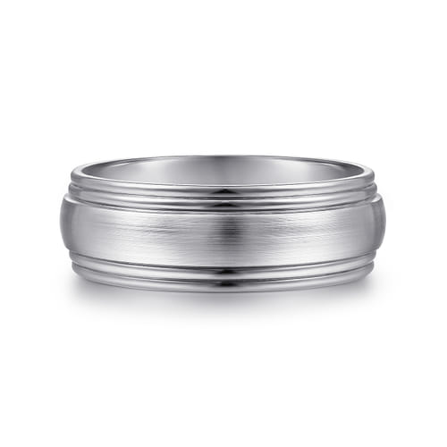 14K White Gold 8mm - Men's Wedding Band in Satin Finish 14K White Gold 8mm - Men's Wedding Band in Satin Finish