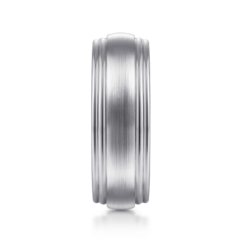 14K White Gold 8mm - Men's Wedding Band in Satin Finish 14K White Gold 8mm - Men's Wedding Band in Satin Finish