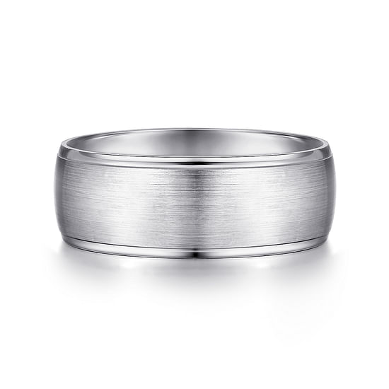 Gabriel - 14K White Gold 8mm - Men's Wedding Band in Satin Finish