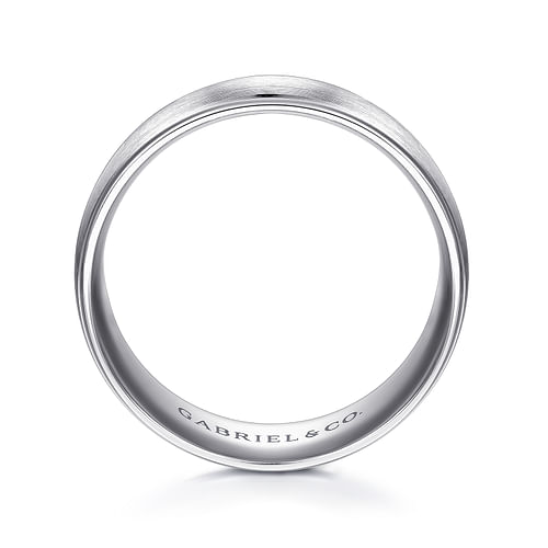 14K White Gold 8mm - Men's Wedding Band in Satin Finish