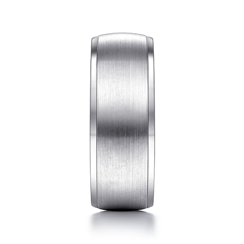 14K White Gold 8mm - Men's Wedding Band in Satin Finish