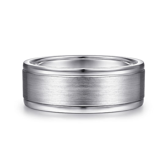 Gabriel - 14K White Gold 8mm - Men's Wedding Band in Satin Finish