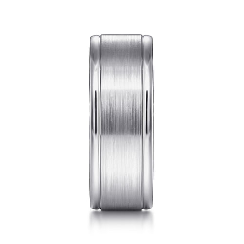 14K White Gold 8mm - Men's Wedding Band in Satin Finish