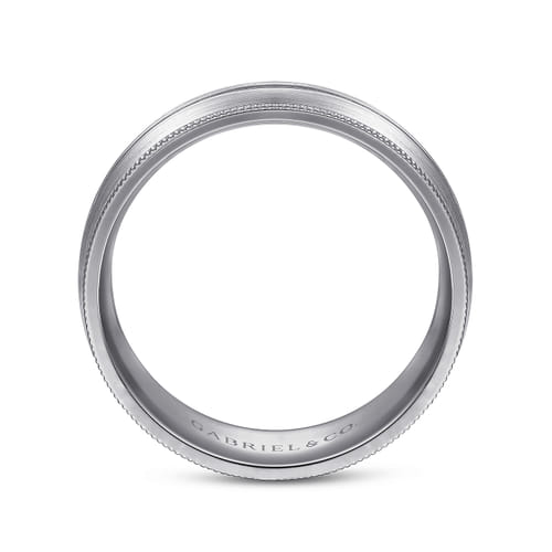 14K White Gold 8mm - Men's Wedding Band in Satin Finish