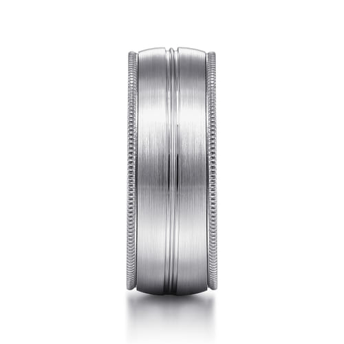 14K White Gold 8mm - Men's Wedding Band in Satin Finish