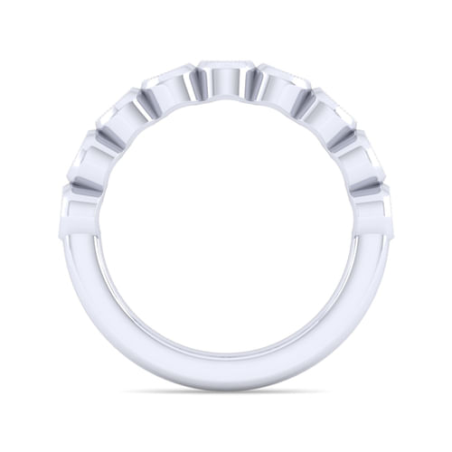 14K White Gold 9 Stone Bezel Set Diamond Anniversary Band