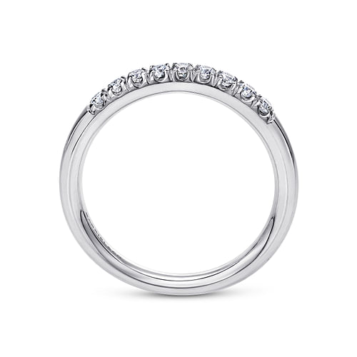 14K White Gold 9 Stone French Pavé Diamond Wedding Band