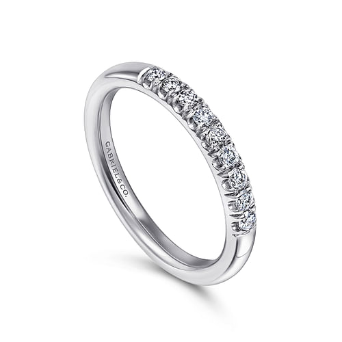 14K White Gold 9 Stone French Pavé Diamond Wedding Band
