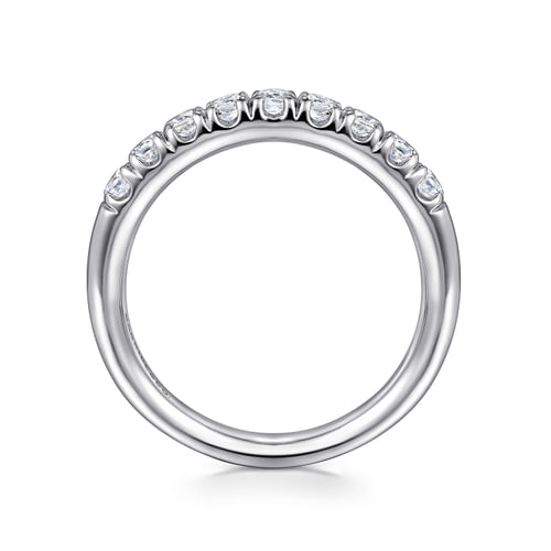 14K White Gold 9 Stone French Pavé Diamond Wedding Band