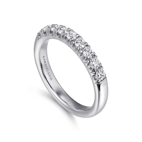 14K White Gold 9 Stone French Pavé Diamond Wedding Band
