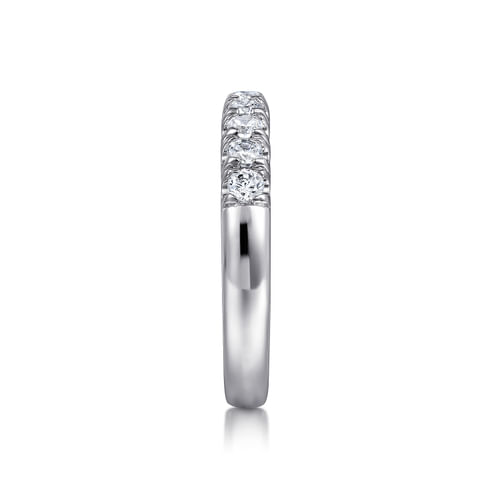 14K White Gold 9 Stone French Pavé Diamond Wedding Band