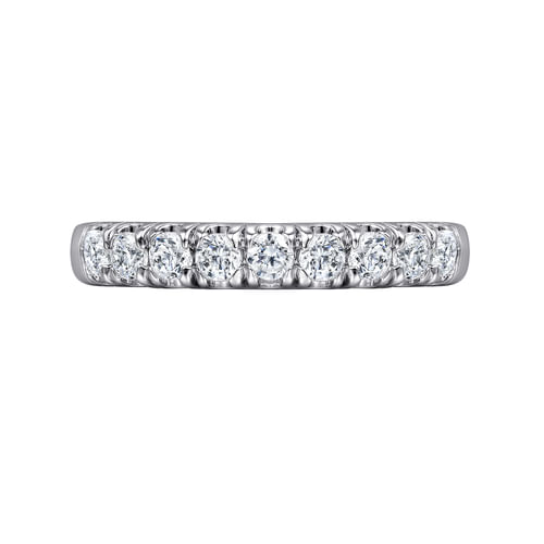 14K White Gold 9 Stone French Pavé Diamond Wedding Band
