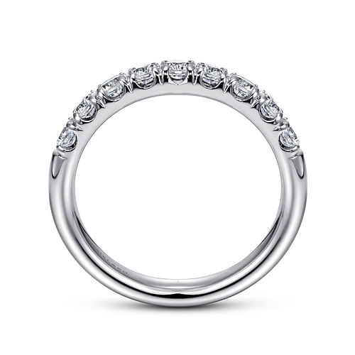 14K White Gold 9 Stone French Pavé Diamond Wedding Band