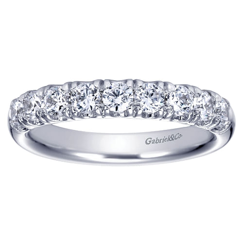 14K White Gold 9 Stone French Pavé Diamond Wedding Band