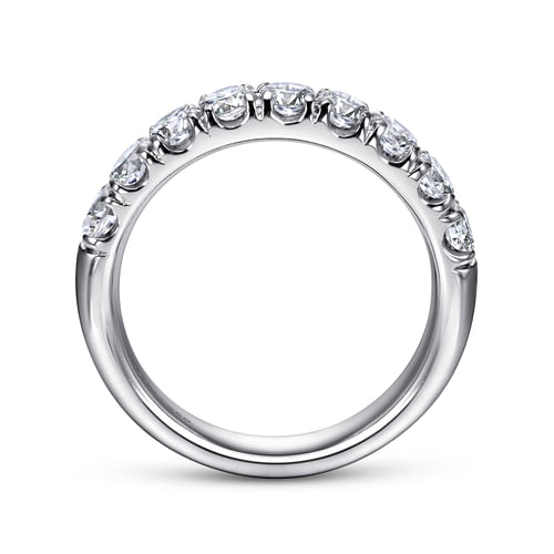 14K White Gold 9 Stone French Pavé Diamond Wedding Band