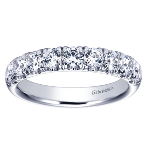 14K White Gold 9 Stone French Pavé Diamond Wedding Band