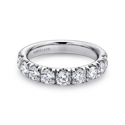 14K White Gold 9 Stone French Pavé Set Diamond Wedding Band