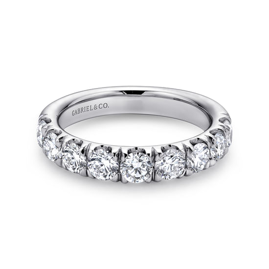Gabriel - 14K White Gold 9 Stone French Pavé Set Diamond Wedding Band