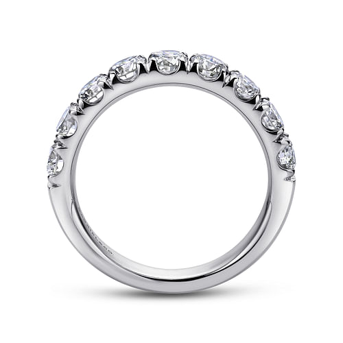 14K White Gold 9 Stone French Pavé Set Diamond Wedding Band