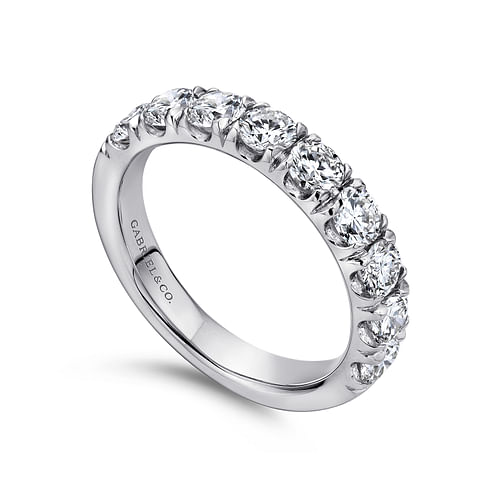 14K White Gold 9 Stone French Pavé Set Diamond Wedding Band