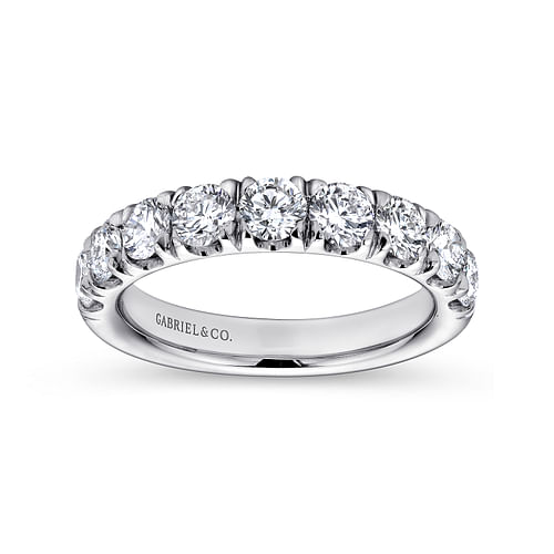 14K White Gold 9 Stone French Pavé Set Diamond Wedding Band