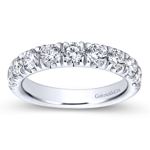 14K White Gold 9 Stone French Pavé Set Diamond Wedding Band