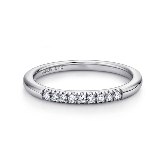 Gabriel - 14K White Gold 9 Stone French Pavé Set Diamond Wedding Band