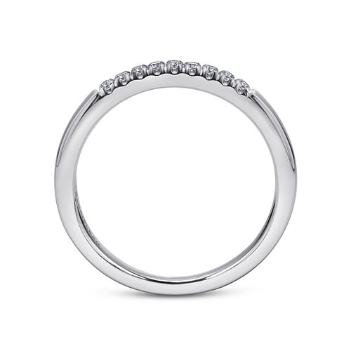 14K White Gold 9 Stone French Pavé Set Diamond Wedding Band