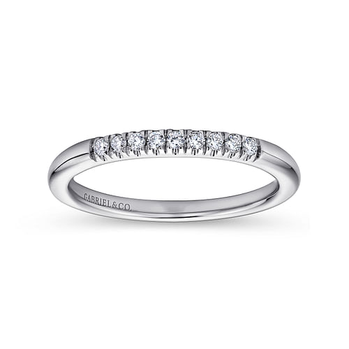 14K White Gold 9 Stone French Pavé Set Diamond Wedding Band