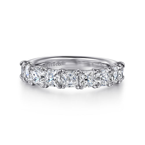 14K White Gold 9 Stone Radiant Cut Diamond Anniversary Band