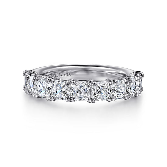 Gabriel - 14K White Gold 9 Stone Radiant Cut Diamond Anniversary Band