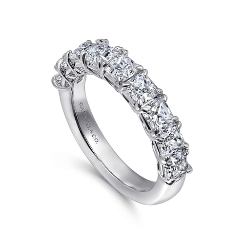 14K White Gold 9 Stone Radiant Cut Diamond Anniversary Band