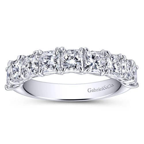 14K White Gold 9 Stone Radiant Cut Diamond Anniversary Band