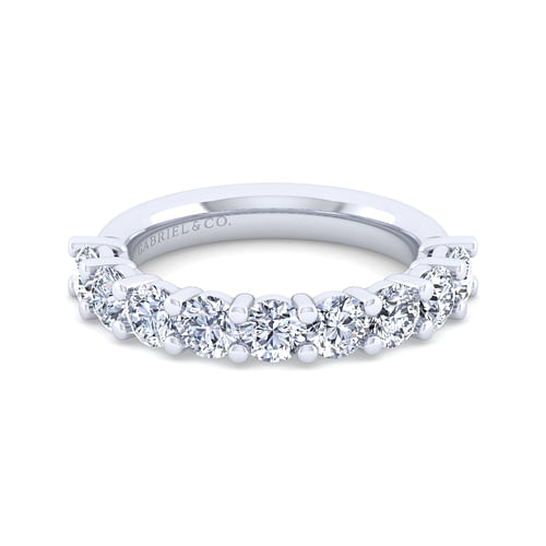 14K White Gold 9 Stone Shared Prong Diamond Anniversary Band