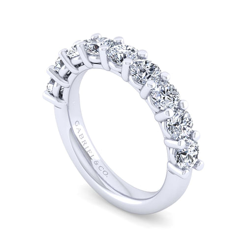 14K White Gold 9 Stone Shared Prong Diamond Anniversary Band