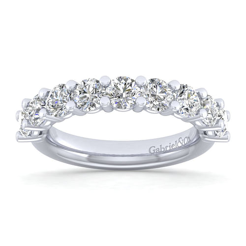 14K White Gold 9 Stone Shared Prong Diamond Anniversary Band