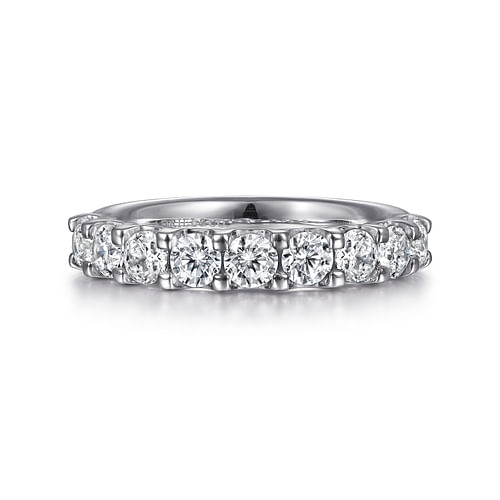 14K White Gold 9 Stone Shared Prong Round Diamond Anniversary Band