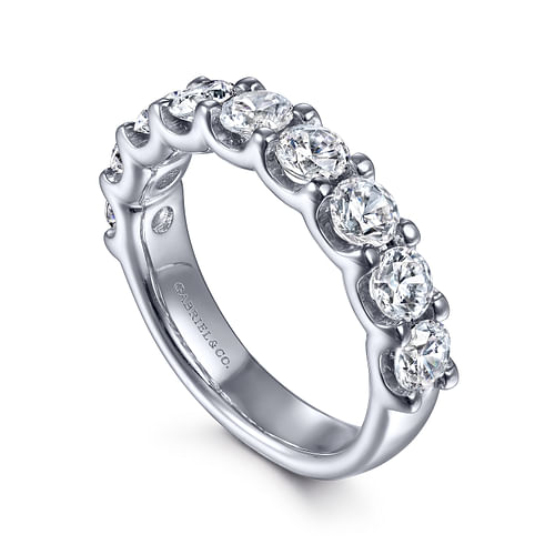 14K White Gold 9 Stone Shared Prong Round Diamond Anniversary Band